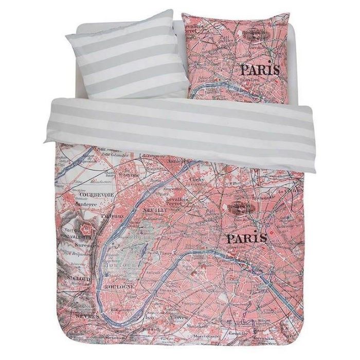 Sengetøj 140x200 Cm Paris Citymap Dynebetræk 100 Bomulds Sengesæt Covers Co