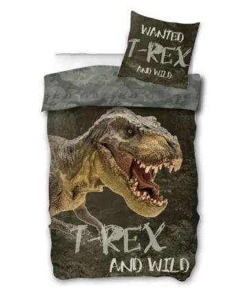 Sengetøj 140x200 Cm  -rex Dinosaur Sengetøj Vendbart Design Sengetøj Børn   100  Bomuld