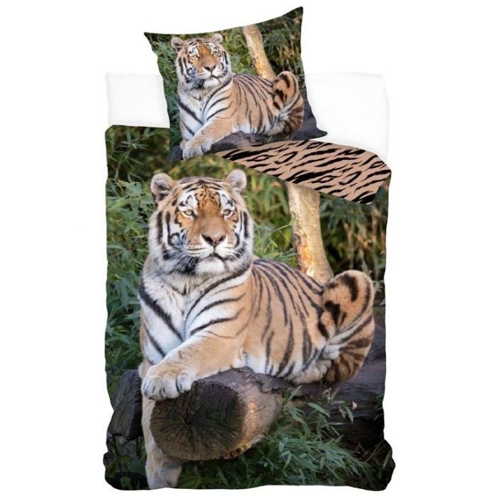 Sengetøj 140x200 Cm Tiger Sengesæt Med       Design Sengelinned   100  Bomuld