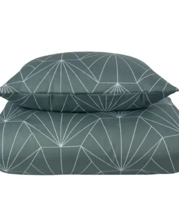 Sengetøj 150x210 Cm Vendbart Design   100  Bomuldssatin Hexagon Støvet Grøn Sengesæt Fra By Night