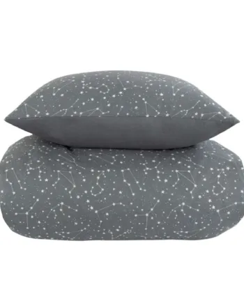 Sengetøj 140x220 Cm Zodiac Grey Stjernebillede Dynebetræk   100  Bomuld Borg Living Sengesæt