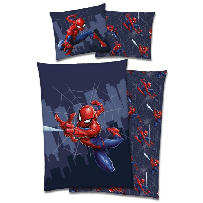 Spiderman Junior Sengetøj 100x140 Cm Flying Spiderman Sengetøj 100 Bomulds Sengelinned