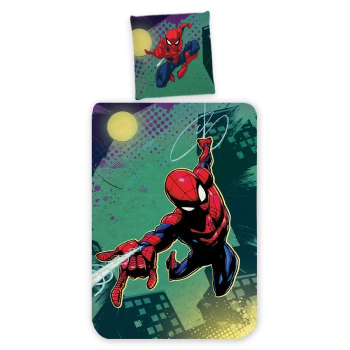 Spiderman Sengetøj 100x140 Cm Junior Sengesæt Med Spiderman Vendbart Motiv 100  Bomulds Sengelinned