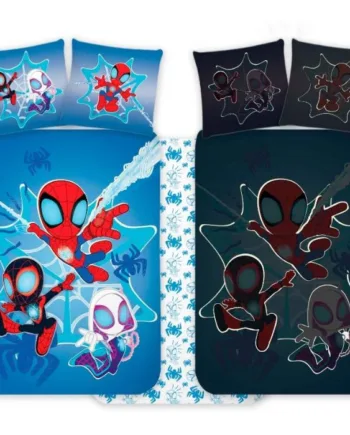 Spidey Sengetøj 100  Blødt Bomuld Vendbart Selvlysende Junior Sengesæt 100x140 Cm Sengelinned