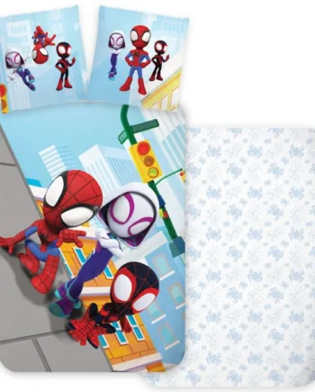 Spidey Sengetøj 140x200 Cm Vendbart Sengesæt Med Spidey Og Hans Fantastiske Venner 100  Blødt Bomulds Sengelinned