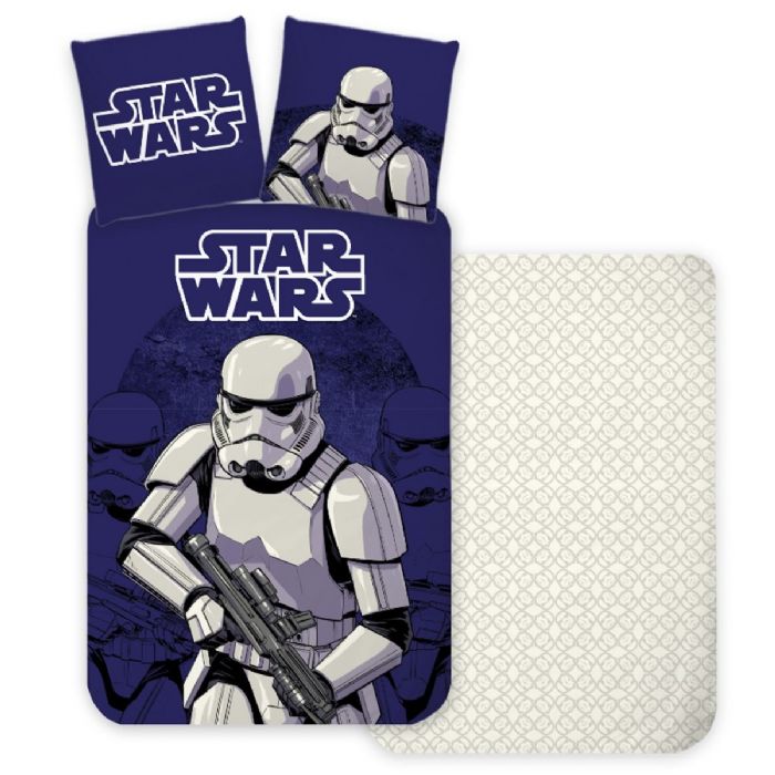 Star Wars Sengetøj 140x200 Cm Vendbart Design Med Stormtrooper 100  Blød Bomuld