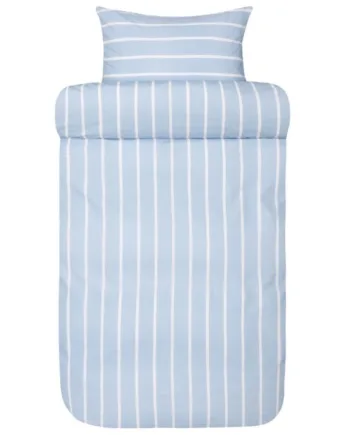 Stribet Dobbelt Sengetøj 200x220 Cm 100  Ekstra Fin Bomuld Sander Denim Blue Sengelinned Fra Høie Of Scandinavia