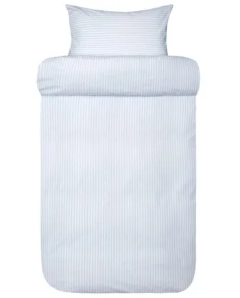 Stribet Dobbelt Sengetøj 200x220 Cm 100  Ekstra Fin Bomuld Tor Light Blue Sengelinned Fra Høie Of Scandinavia