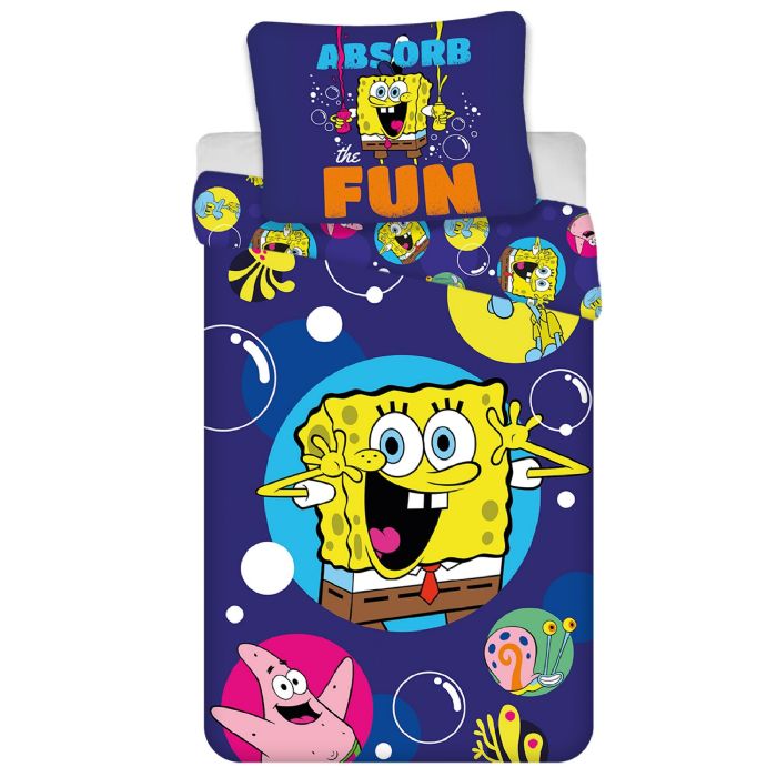 Svampebob Firkant Sengetøj 140x200 Cm Vendbart Sengesæt Med Svampebob Firkant 100  Blødt Bomulds Sengelinned