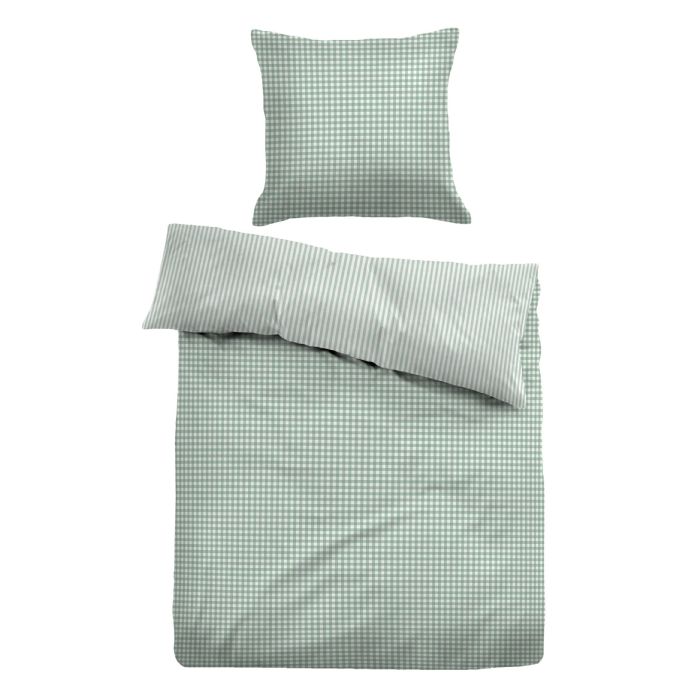 Ternet Sengetøj 150x210 Cm Stribet Sengelinned 100 Bomuld Grøn Vendbart Design Tom Tailor