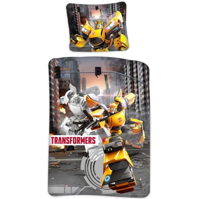 Tranformers Sengetøj 140x200 Cm Bumblebee Og Jazz Dynebetræk Med Vendbart Design 100 Bomulds Sengesæt