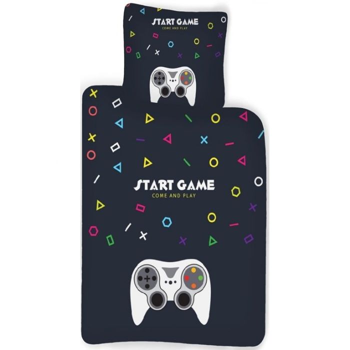 Playstation Sengetøj 140x200 Cm Sengesæt Med Controller Start Game 100  Bomulds Sengelinned