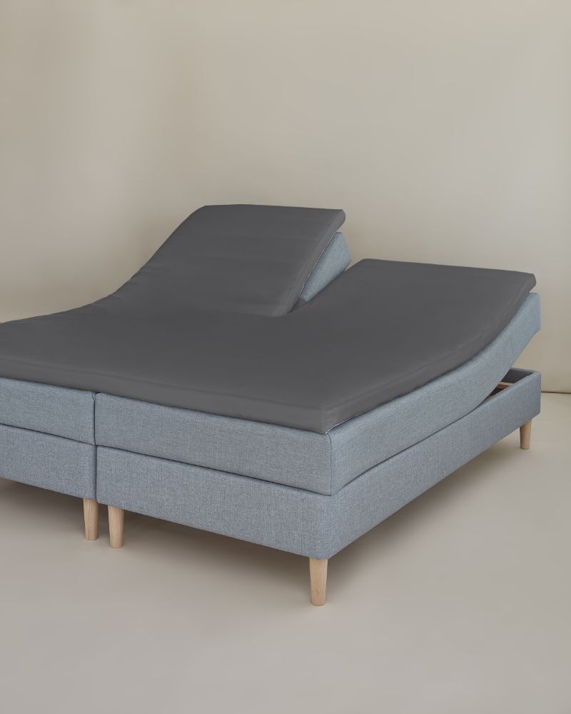Cphliving Split -kuvertlagen Passer Til Topmadras Med Kun En Slids Hoved Enden Elevationslagen-180x210-mørkegrå 12-11 Cm