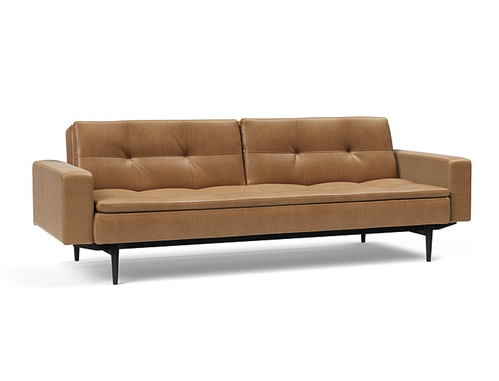 Innovation Dublexo Sovesofa Med Polstret Armlæn Liggemål 115x210 Cm-551 -sort