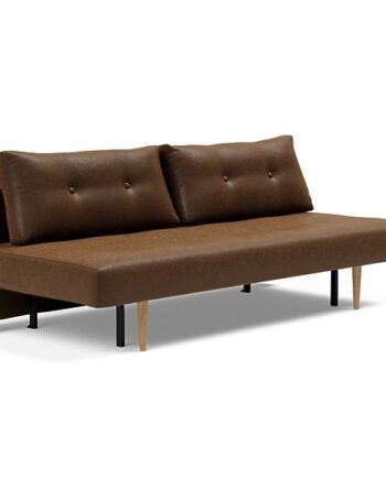 Innovation  Recast Plus Sovesofa 140x200 Cm Med Lys Egetræsben-461 Brun Læder Vintage
