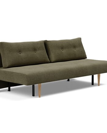 Innovation  Recast Plus Sovesofa 140x200 Cm Med Lys Egetræsben-316  Fløjl Grøn