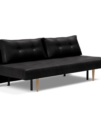 Innovation  Recast Plus Sovesofa 140x200 Cm Med Lys Egetræsben-550 Mat Sort