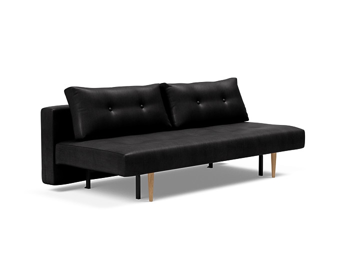Innovation Recast Plus Sovesofa 140x200 Cm Med Lys Egetræsben-550 Mat Sort