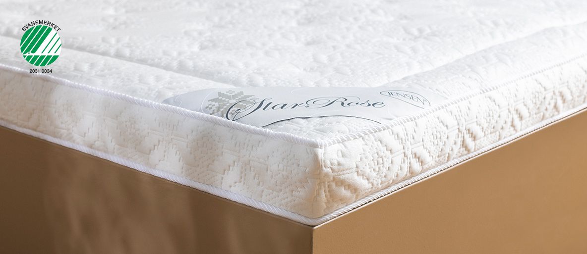 Jensen Starrose Topmadras Natur Latex Kerne Kashmir-kvalitet Svanemærket-140x210