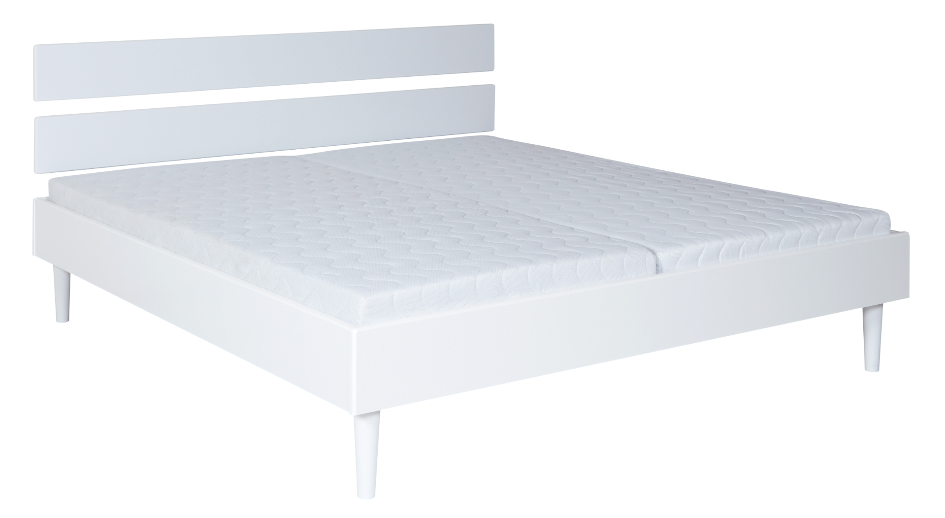 Kaagaard  380 Sengeramme-180x200-hvid-med Bærelister-træben-uden Gavl