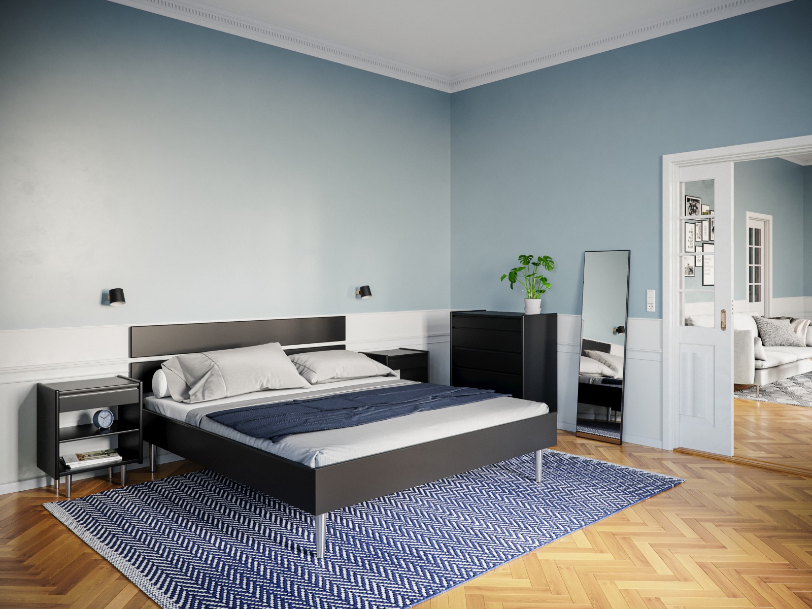 Kaagaard  380 Sengeramme-180x200-sort-uden Bærelister-metalben-  Gavl