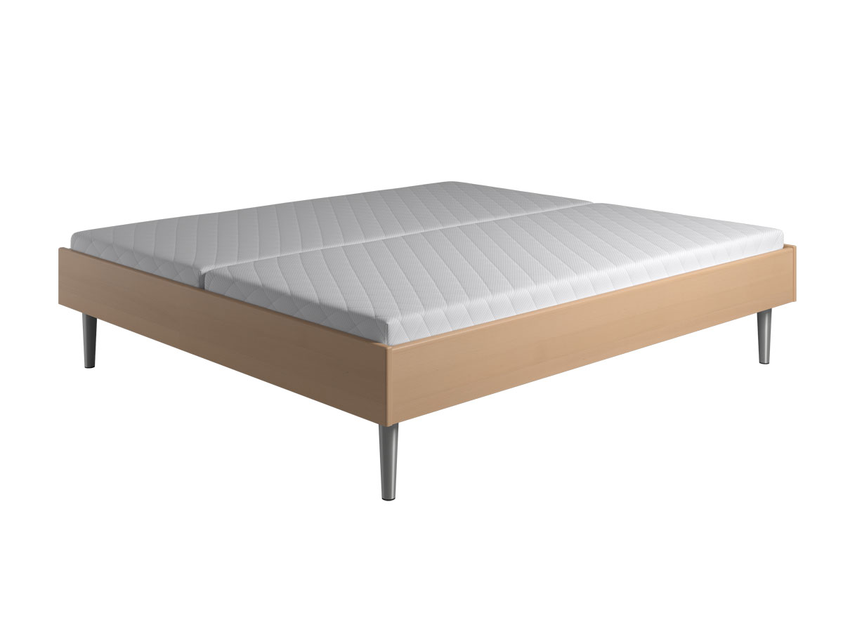 Kaagaard  380 Sengeramme-bøg-160x200-med Bærelister-metalben-uden Gavl