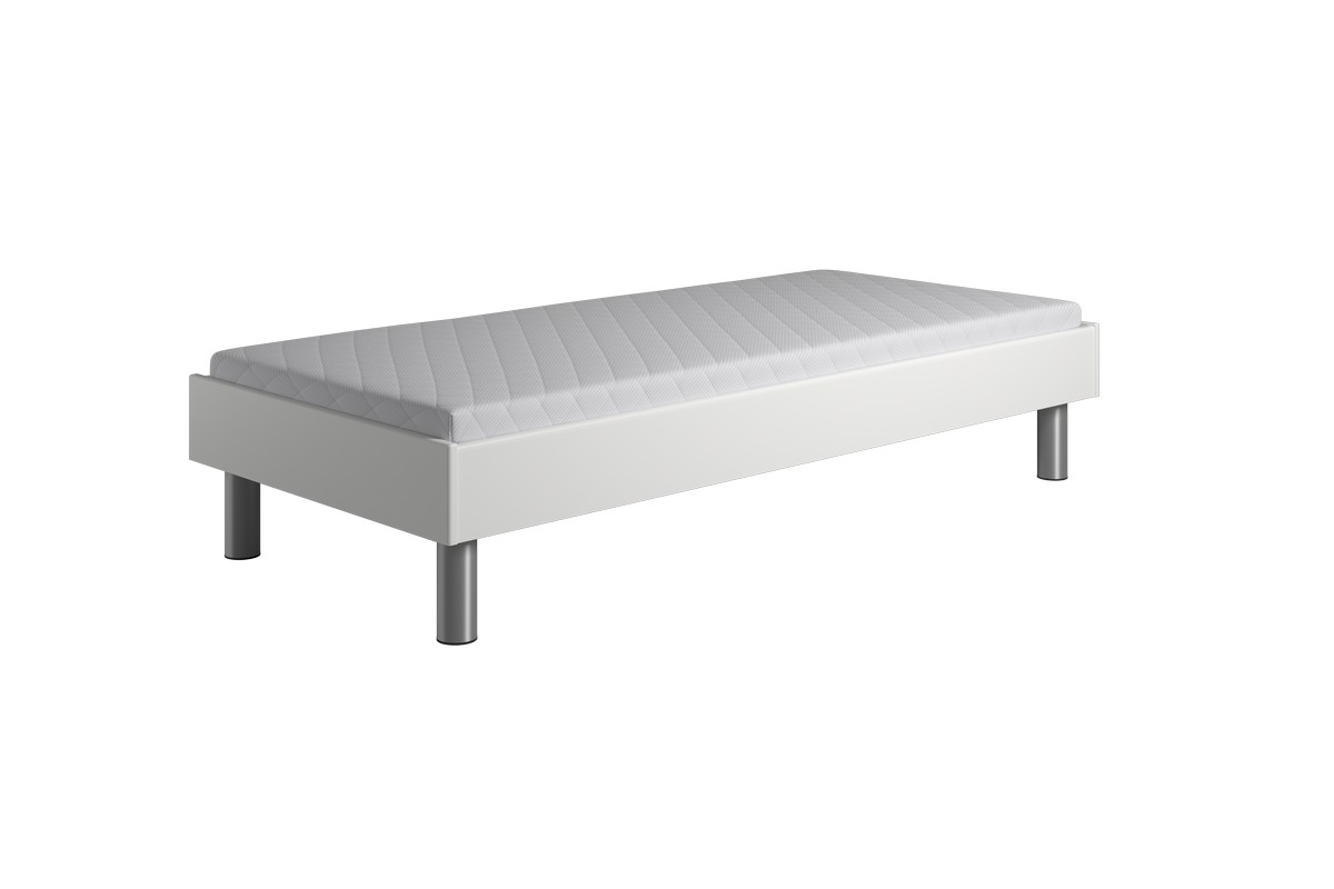 Kaagaard 380 Sengeramme-hvid-90x190-med Bærelister-metalben-uden Gavl
