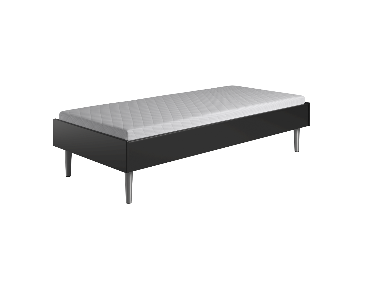 Kaagaard 380 Sengeramme-sort-140x210-uden Bærelister-metalben- Gavl