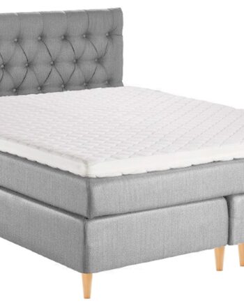 Livingbed Sov Bedre Kontinental Seng 160x200 Cm Lysegrå Inkl  Latex  Topmadras Og Stål Ben Udstillingsmodel