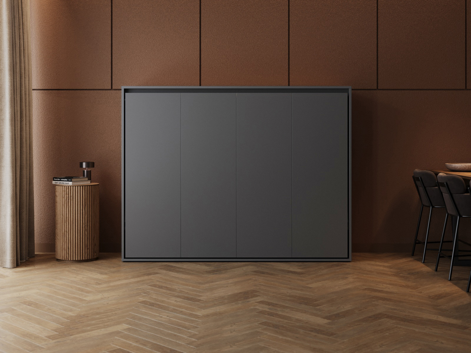 M2 Skabsseng Lav Model 160x200cm Farve Skab: Antracit Front: Antracit