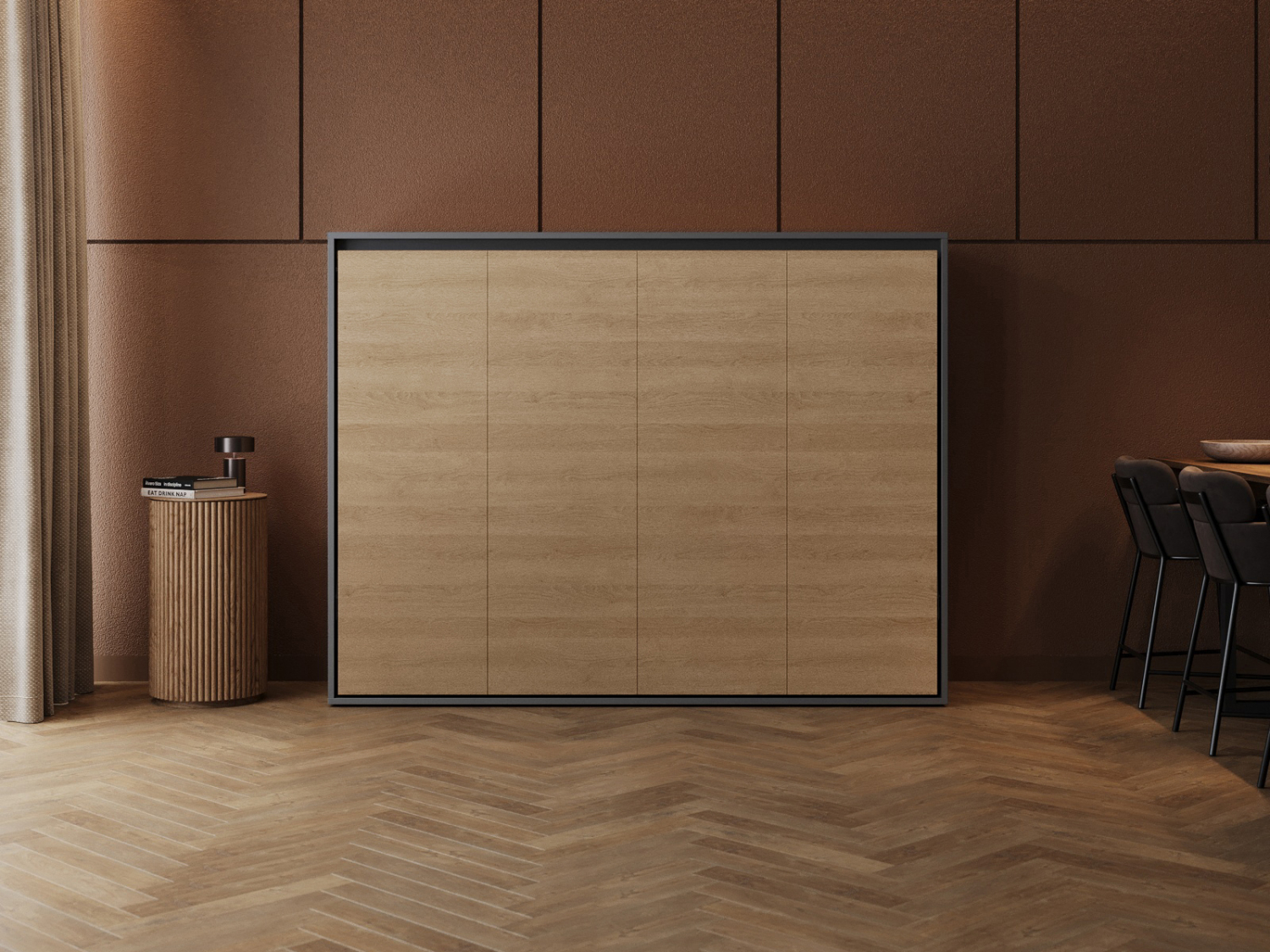 M2 Skabsseng Lav Model 160x200cm Farve Skab: Antracit Front: Kejser Eg