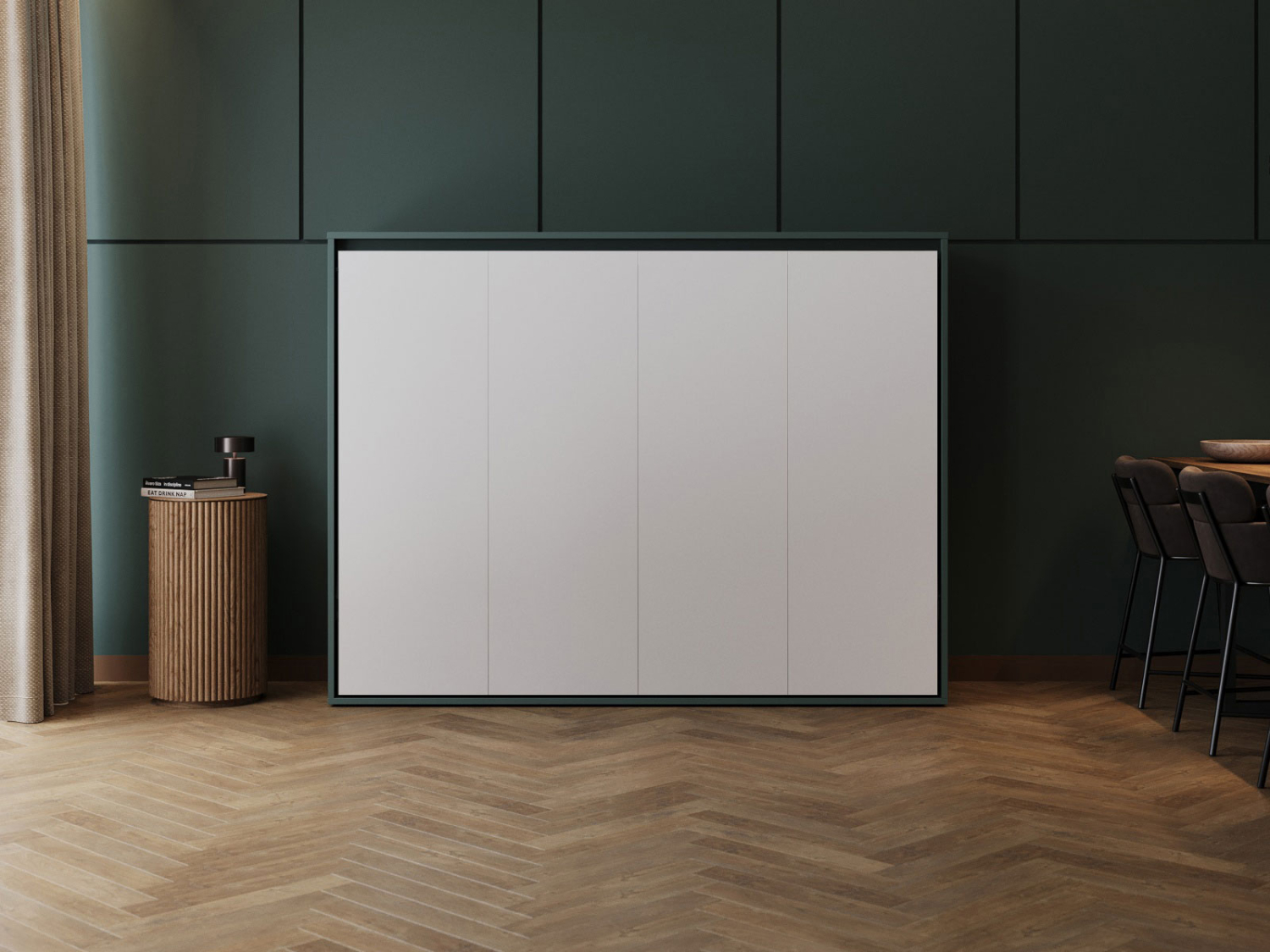 M2 Skabsseng Lav Model 160x200cm Farve Skab: Grøn Front: Hvid