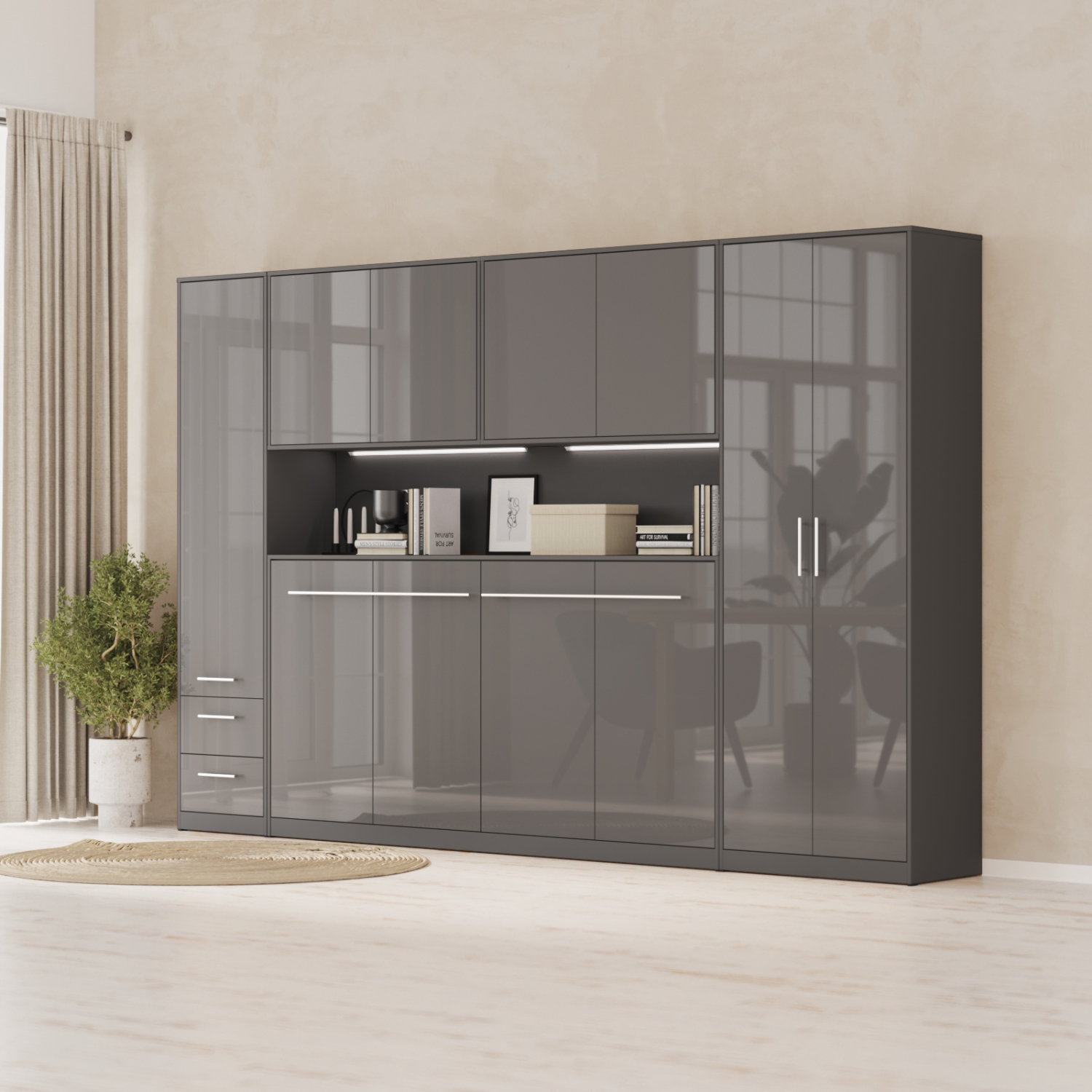 Nordic Overskab Høj Model 110cm Farve Skab: Antracit Front: Antracit Højglans