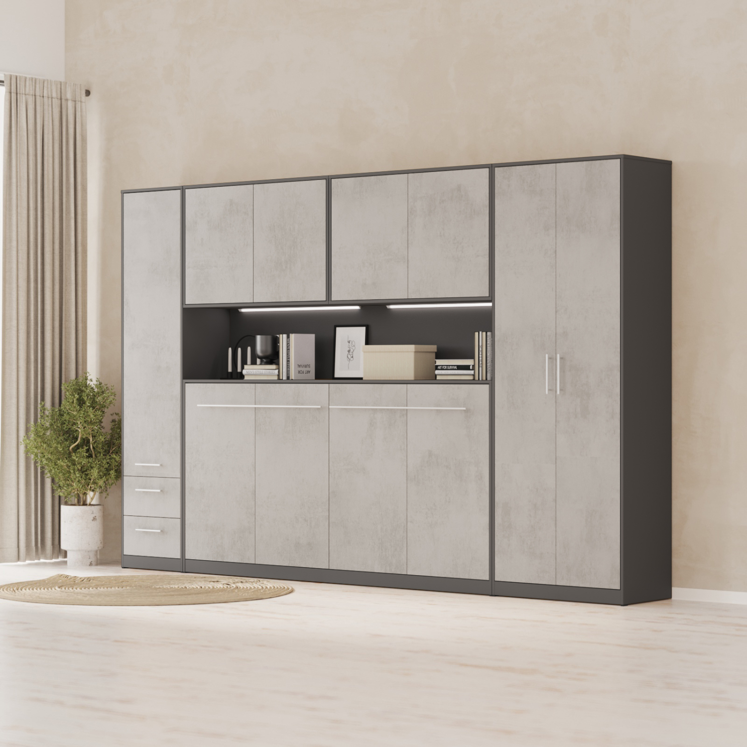 Nordic Overskab Høj Model 110cm Farve Skab: Antracit Front: Beton