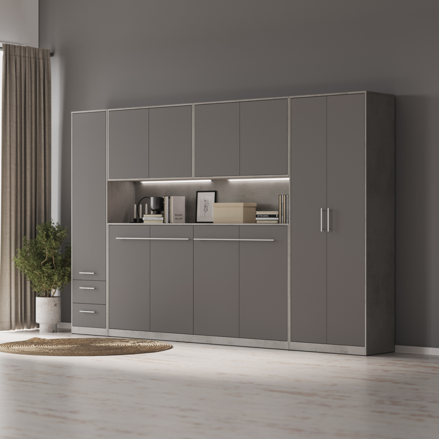 Nordic Overskab Høj Model 110cm Farve Skab: Beton Front: Antracit