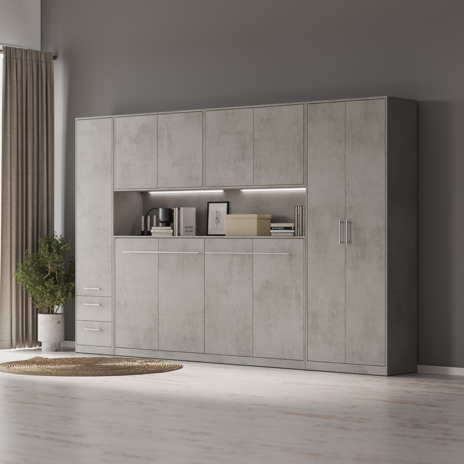 Nordic Overskab Høj Model 110cm Farve Skab: Beton Front: Beton