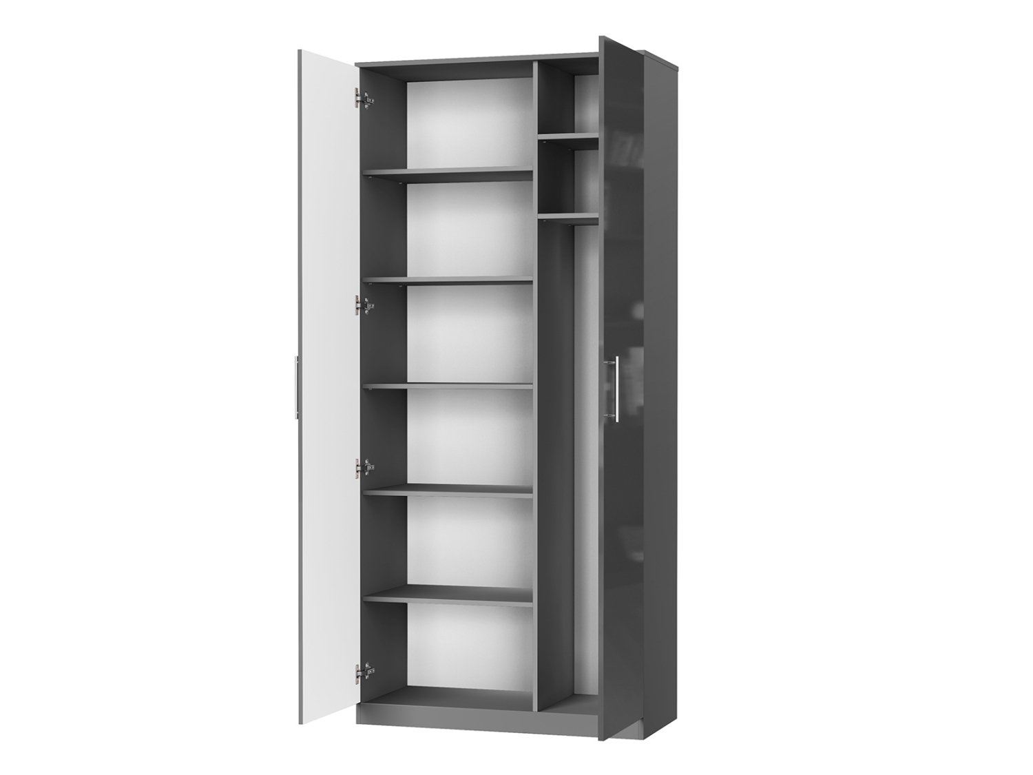 Nordic Skab  Høj Model  100cm Farve Skab: Antracit  Front: Antracit Højglans