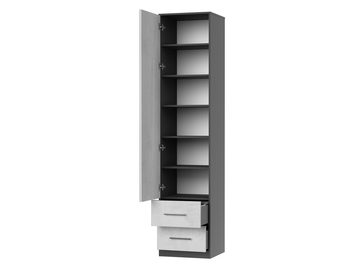 Nordic Skab Høj Model 50cm Farve Skab: Antracit Front: Beton