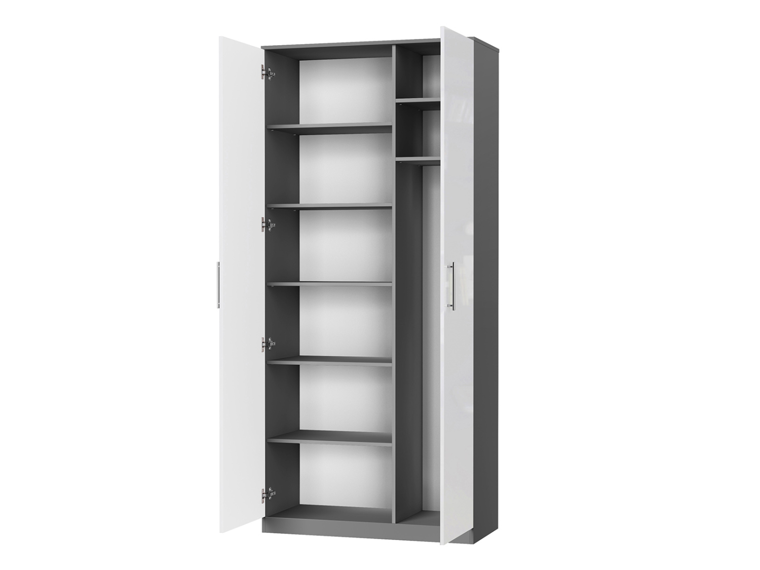 Nordic Skab  Høj Model  100cm Farve Skab: Antracit  Front: Hvid Højglans