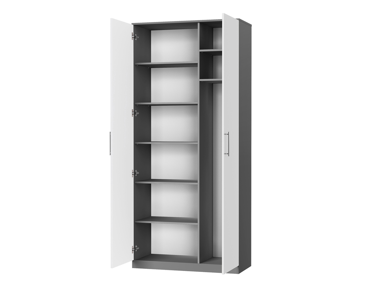 Nordic Skab  Høj Model  100cm Farve Skab: Antracit  Front: Hvid