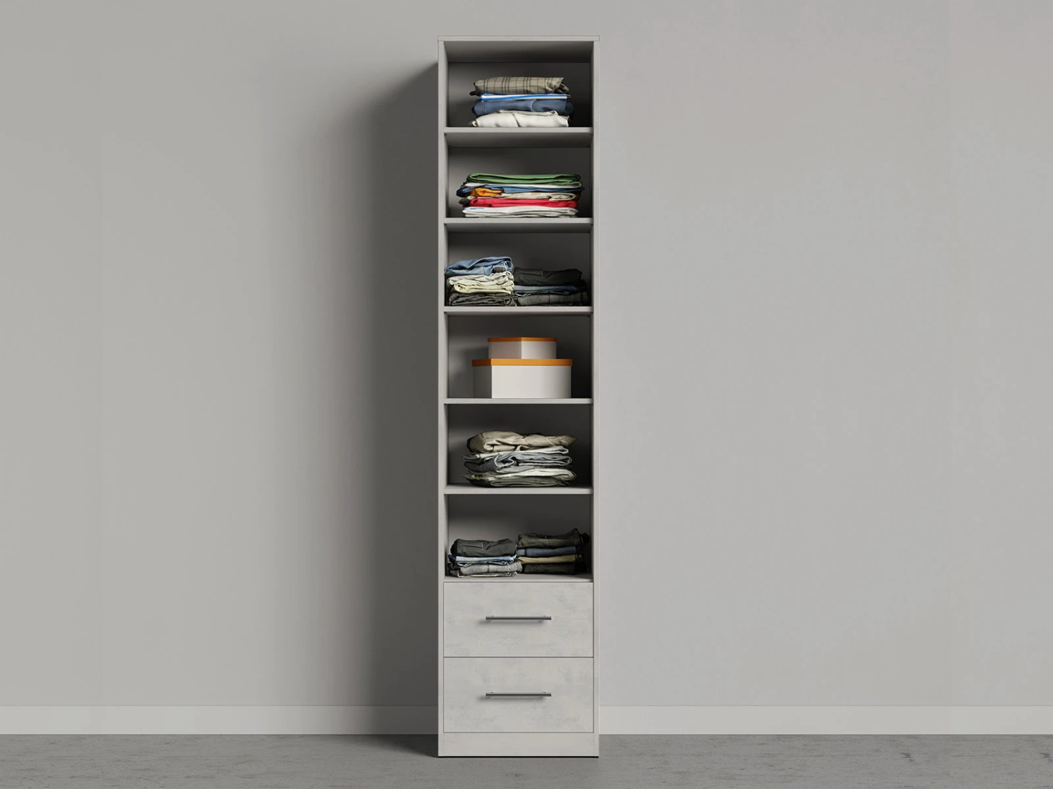 Nordic Skab Høj Model 50cm Farve Skab: Beton Front: Beton