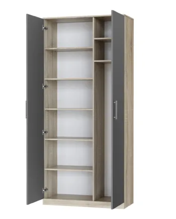 Nordic Skab  Høj Model  100cm Farve Skab: Eg Sonoma  Front: Antracit