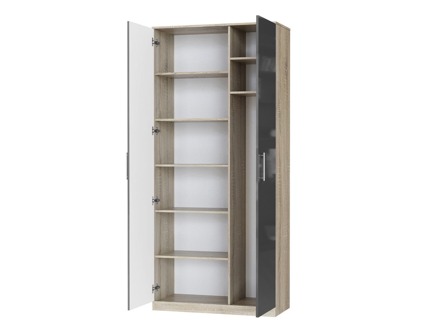 Nordic Skab  Høj Model  100cm Farve Skab: Eg Sonoma  Front: Antracit Højglans