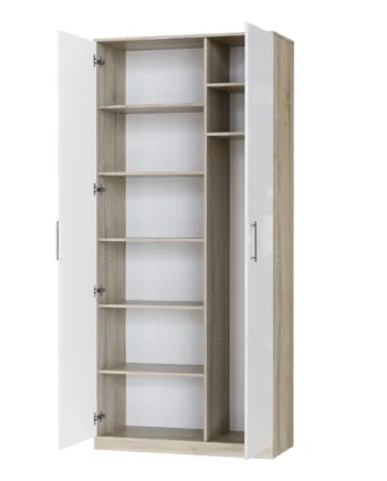 Nordic Skab  Høj Model  100cm Farve Skab: Eg Sonoma  Front: Hvid Højglans