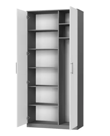 Nordic Skab  Høj Model  100cm Farve Skab: Hvid  Front: Antracit