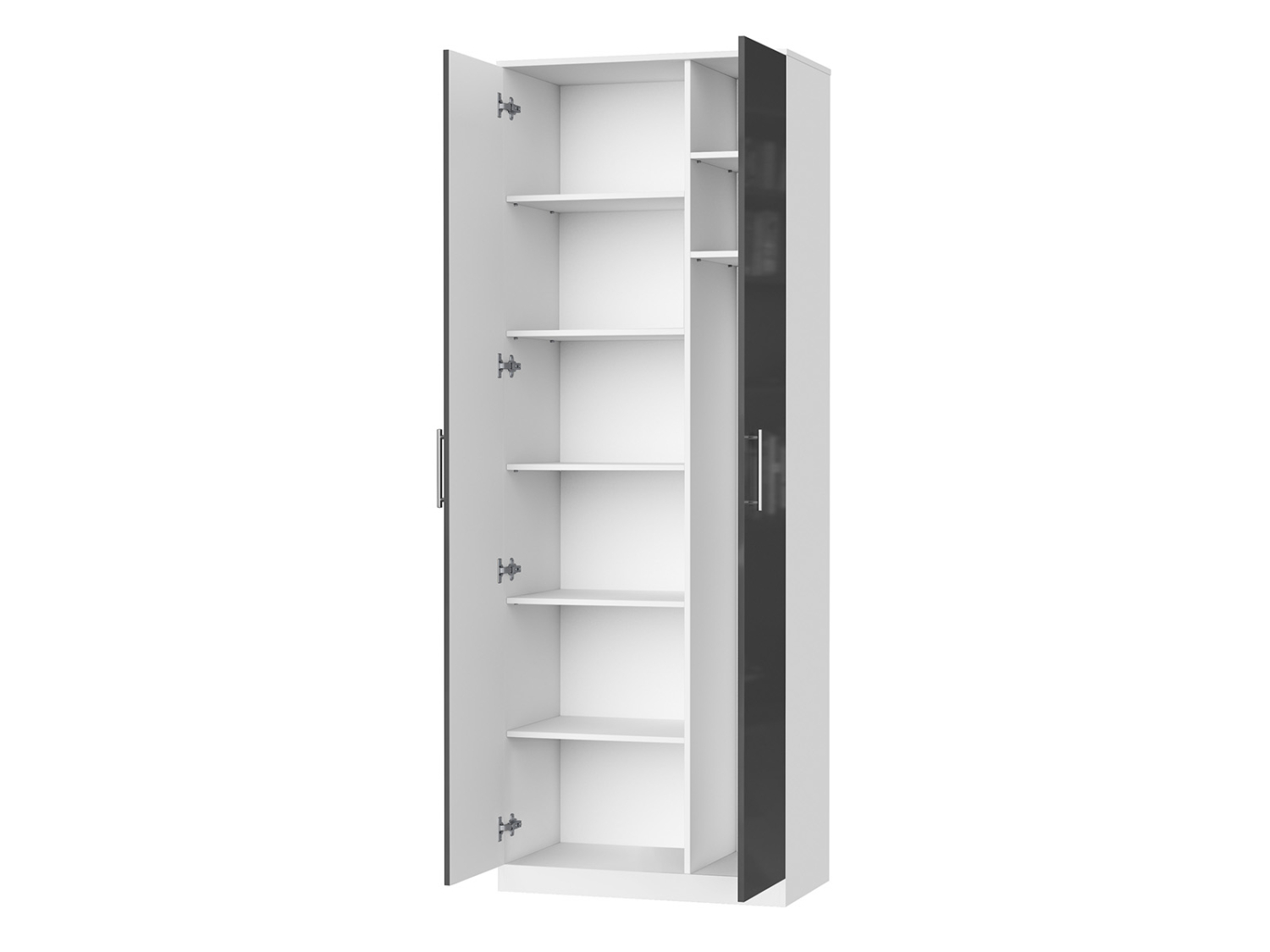 Nordic Skab Høj Model 80cm Farve Skab: Hvid Front: Antracit Højglans