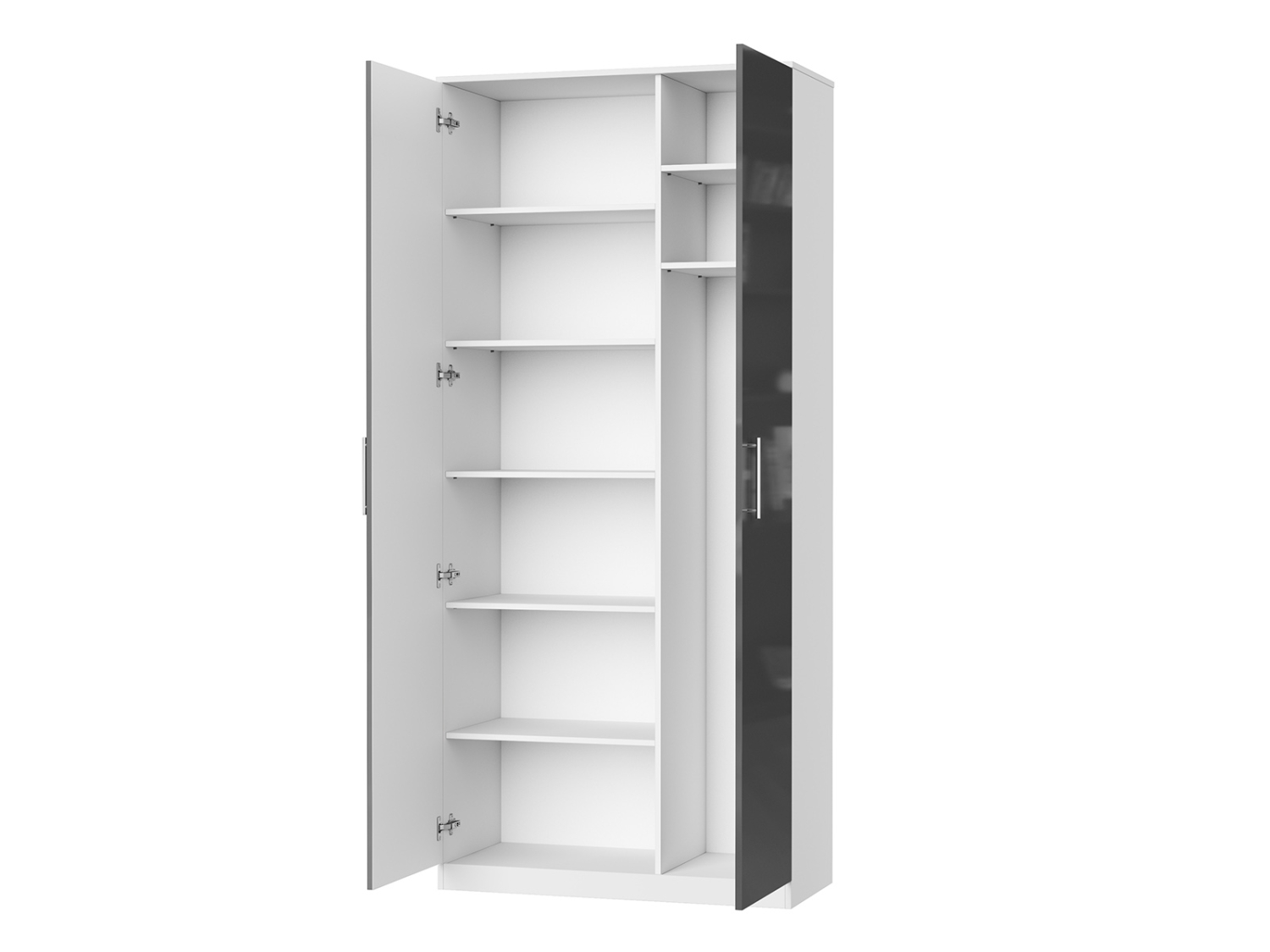 Nordic Skab  Høj Model  100cm Farve Skab: Hvid  Front: Antracit Højglans