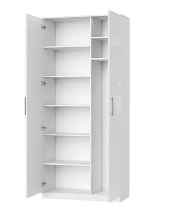 Nordic Skab  Høj Model  100cm Farve Skab: Hvid  Front: Hvid Højglans