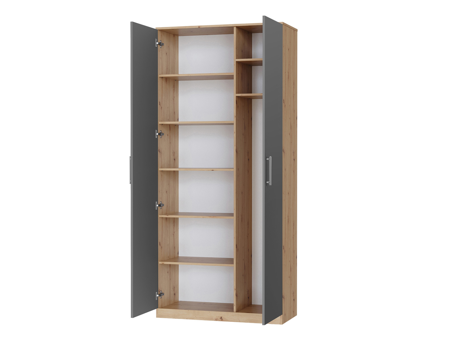 Nordic Skab  Høj Model  100cm Farve Skab: Vild Eg  Front: Antracit