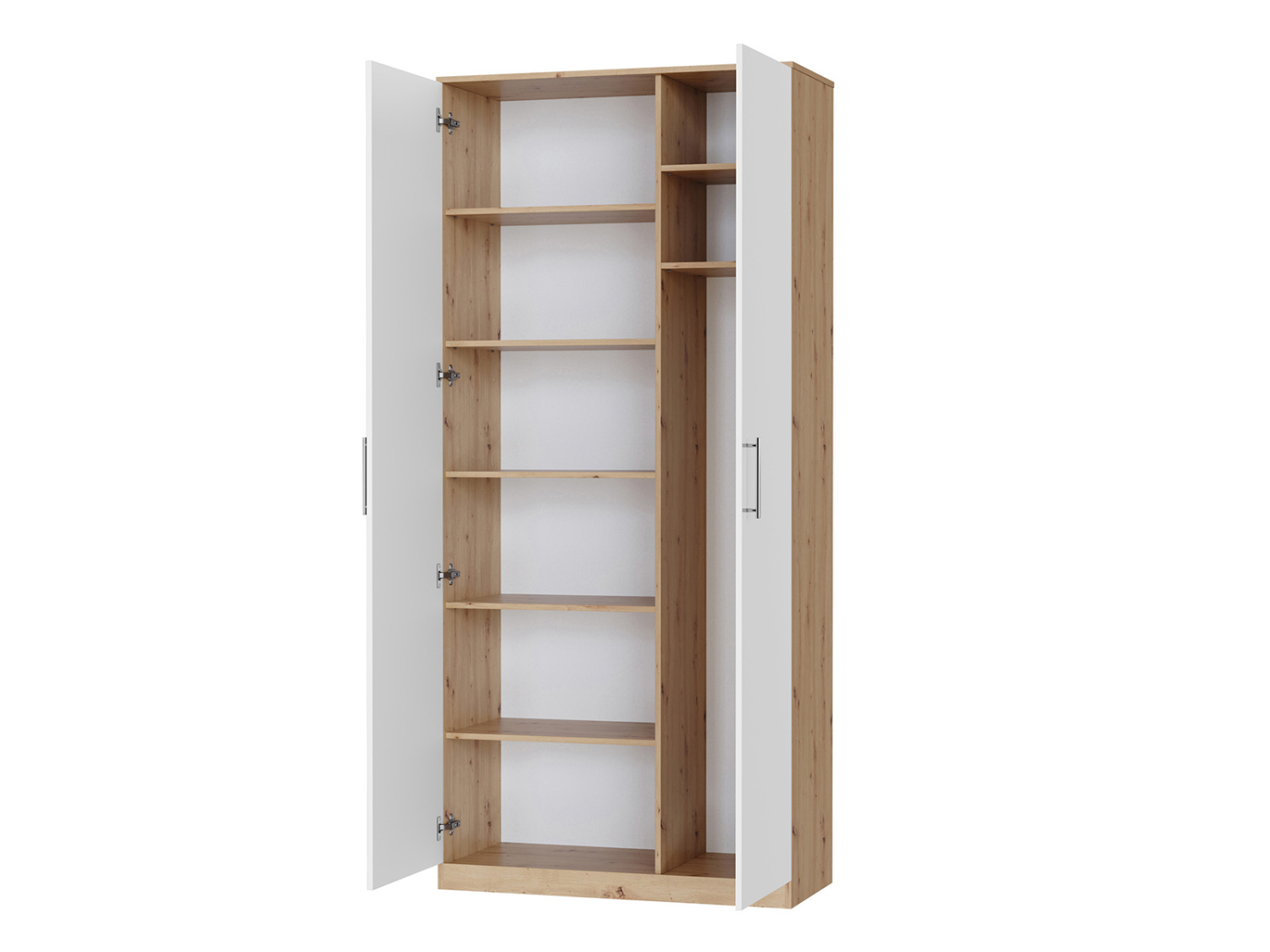 Nordic Skab  Høj Model  100cm Farve Skab: Vild Eg  Front: Hvid